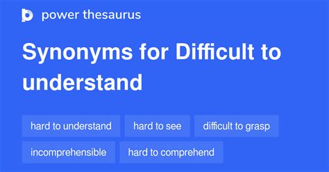 difficult to understand synonyms.